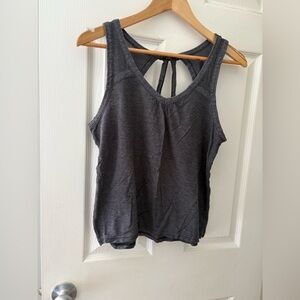 Prana grey waffle tank size small cut out back cotton hemp blend